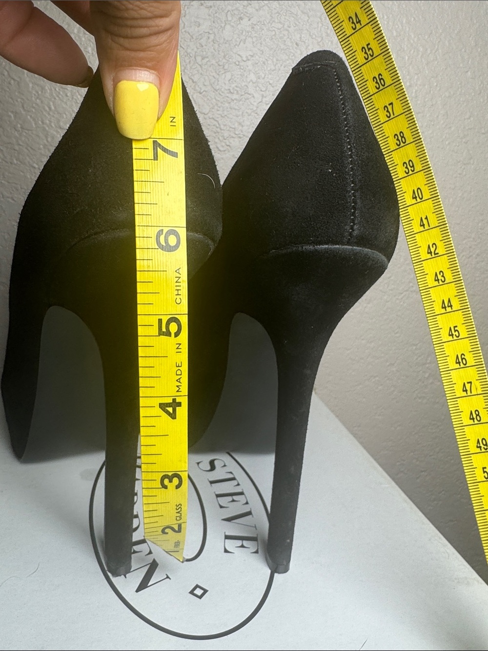 Steve Madden Black Platform Patent & Suede High Heels - Picture 5 of 11